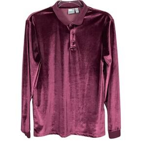 ASOS Velvet Pullover Top Shirt Long Sleeve Shirt Top Burgundy Wine sz Small